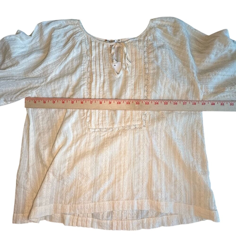 Marine Layer Blouse NWT Women XS Cream Pintuck Lace‎ Peasant Top 15933 - Picture 6 of 11